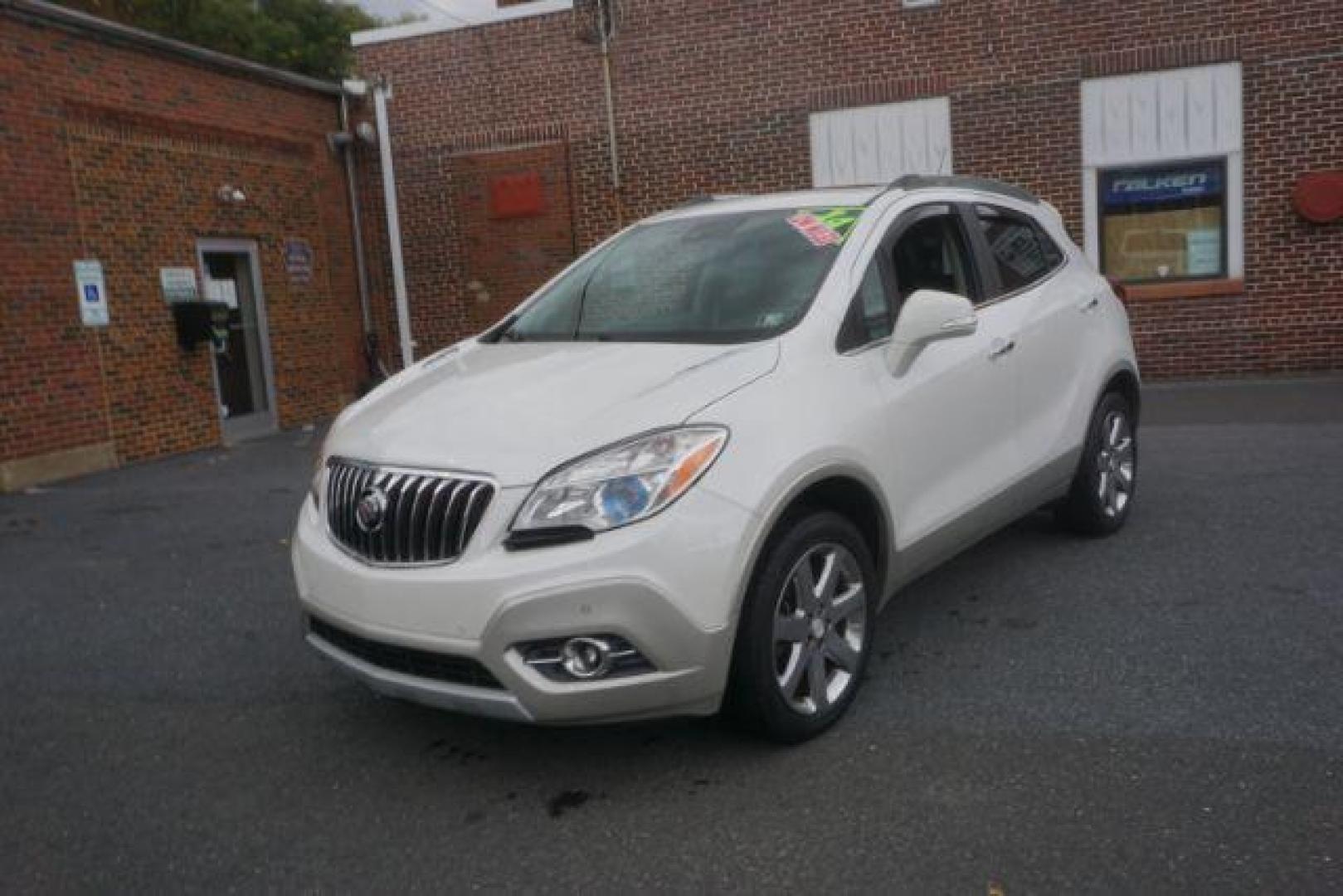 2014 White Pearl Tricoat Buick Encore Premium AWD (KL4CJHSB1EB) with an 1.4L L4 DOHC 16V TURBO engine, 6-Speed Automatic transmission, located at 312 Centre Ave, Schuylkill Haven, PA, 17972, (570) 593-5278, 40.638130, -76.177383 - navigation system, power sunroof, bose premium stereo - Photo#2