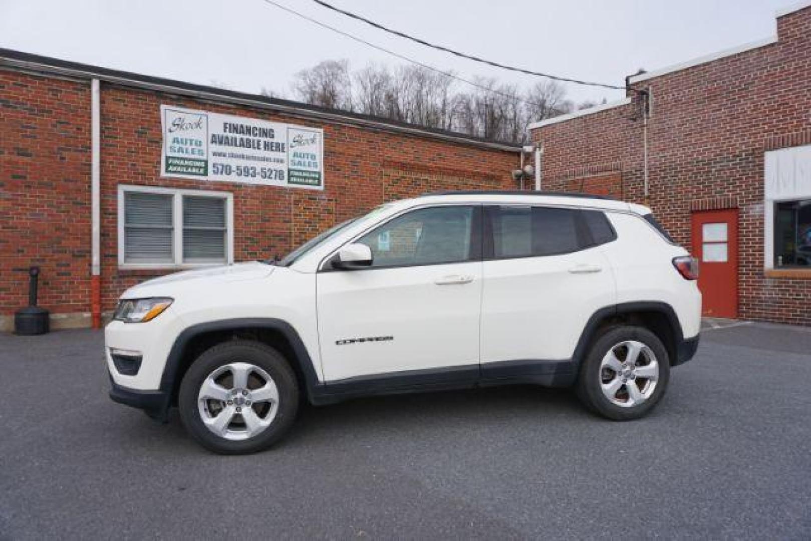 2018 White Clear Coat Jeep Compass Latitude 4WD (3C4NJDBB3JT) with an 2.4L L4 DOHC 16V engine, Continuously Variable Transmission transmission, located at 312 Centre Ave, Schuylkill Haven, PA, 17972, (570) 593-5278, 40.638130, -76.177383 - Photo#0