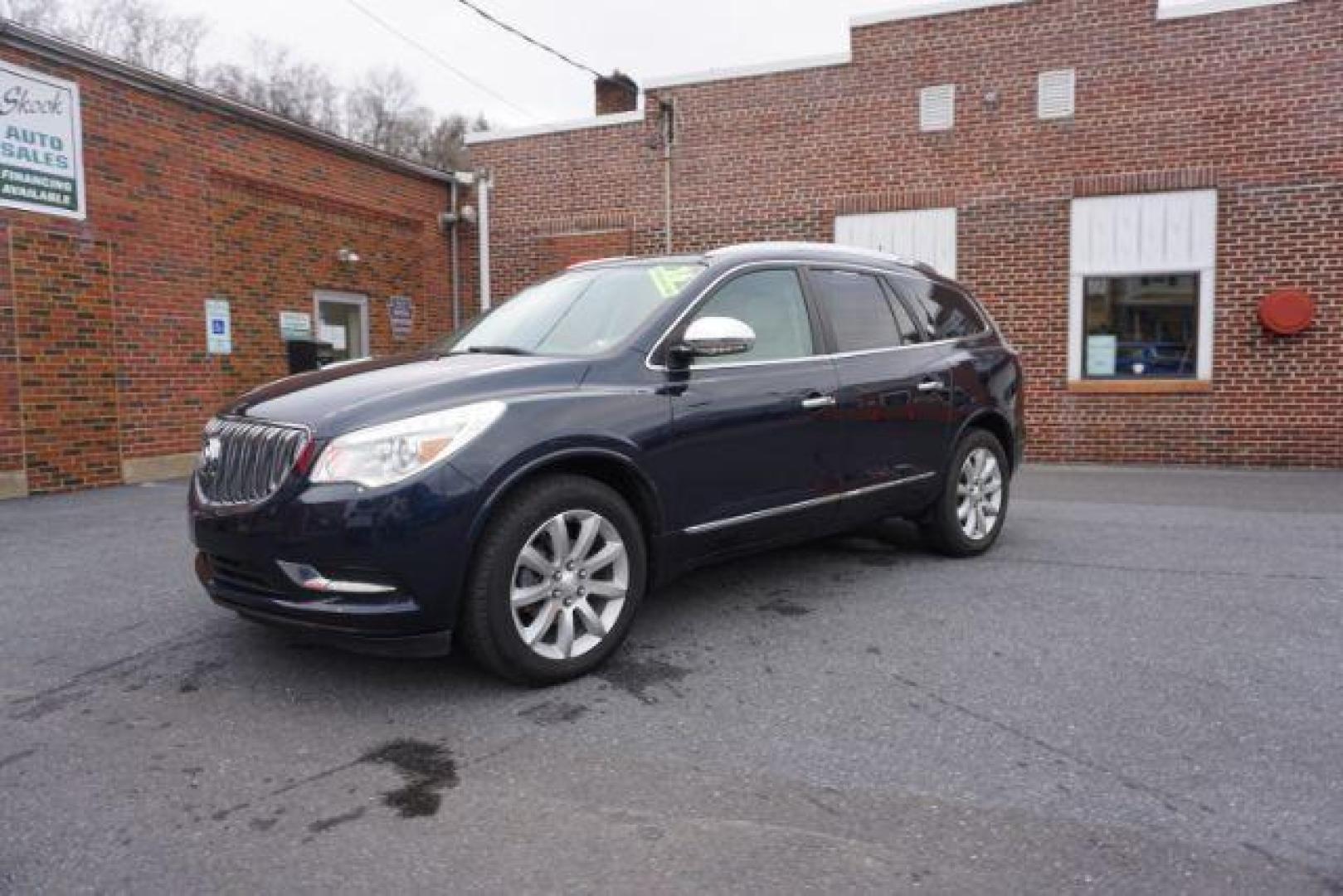 2016 Dark Sapphire Blue Metallic /Light Titanium Seats w/Dark Titanium Interior Acce Buick Enclave Premium AWD (5GAKVCKD0GJ) with an 3.6L V6 DOHC 24V engine, 6-Speed Automatic Overdrive transmission, located at 312 Centre Ave, Schuylkill Haven, PA, 17972, (570) 593-5278, 40.638130, -76.177383 - collision avoidance, lane departure warning, navigation, luggage rack, power sunroof, towing pkg, Bose premium sound - Photo#1