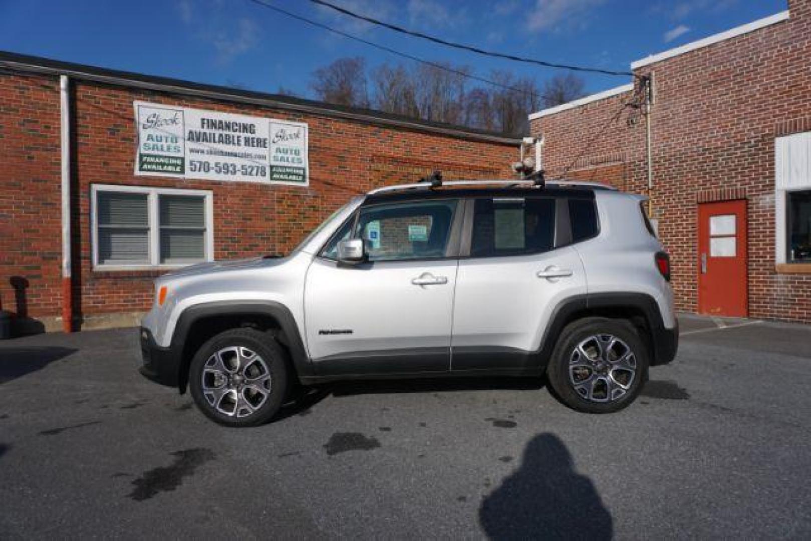 2016 Granite Crystal Metallic Clear Coat /Black, leather Jeep Renegade Limited 4WD (ZACCJBDT4GP) with an 2.4L L4 DOHC 16V engine, 9-Speed Automatic transmission, located at 312 Centre Ave, Schuylkill Haven, PA, 17972, (570) 593-5278, 40.638130, -76.177383 - automatic climate control, back up camera, bluetooth connection, collision avoidance, passive keyless entry, aluminum/alloy wheels, leather seats, luggage rack, power driver's seat, remote engine starter, removeable open air sunroof, heated front seats - Photo#0