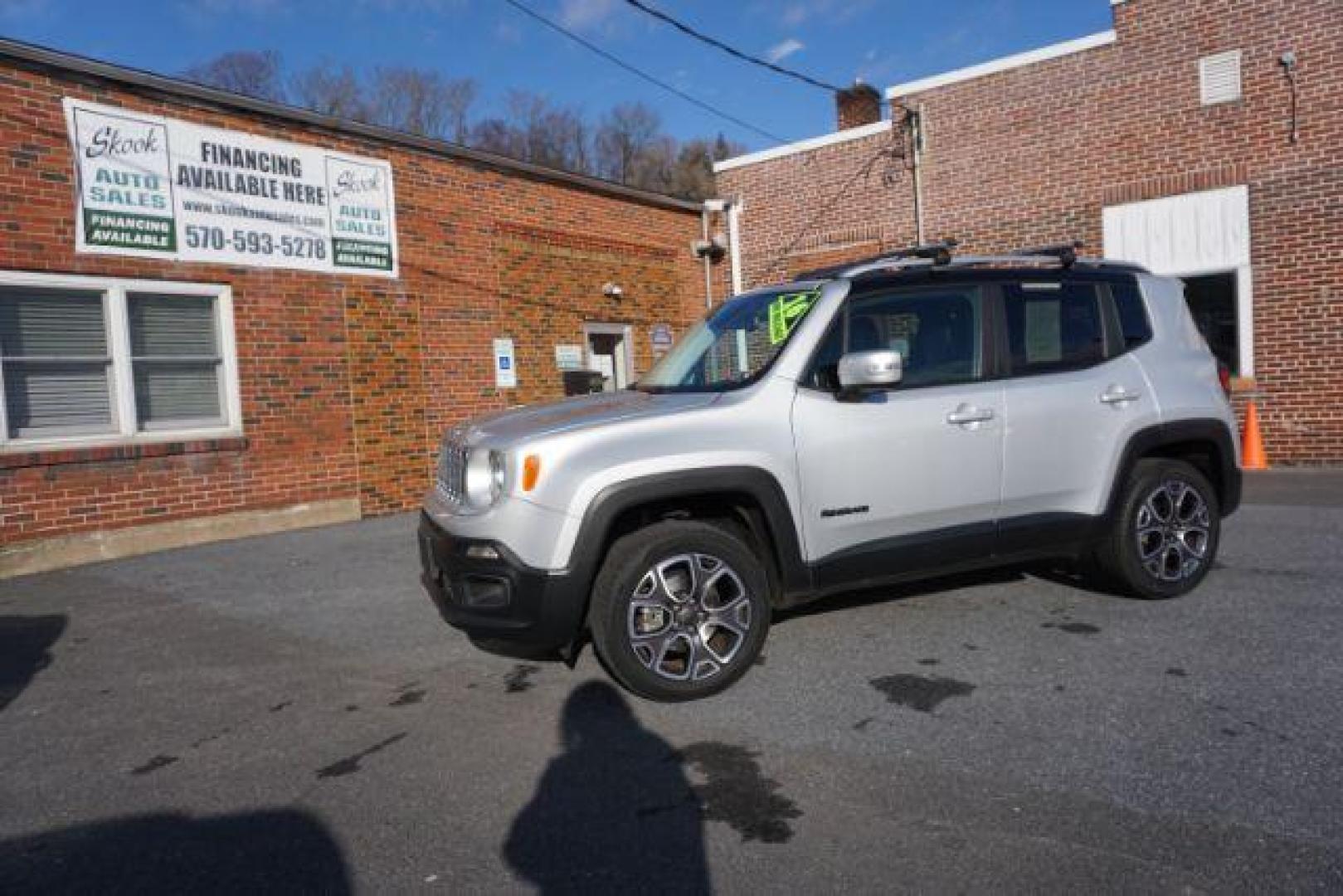 2016 Granite Crystal Metallic Clear Coat /Black, leather Jeep Renegade Limited 4WD (ZACCJBDT4GP) with an 2.4L L4 DOHC 16V engine, 9-Speed Automatic transmission, located at 312 Centre Ave, Schuylkill Haven, PA, 17972, (570) 593-5278, 40.638130, -76.177383 - automatic climate control, back up camera, bluetooth connection, collision avoidance, passive keyless entry, aluminum/alloy wheels, leather seats, luggage rack, power driver's seat, remote engine starter, removeable open air sunroof, heated front seats - Photo#1