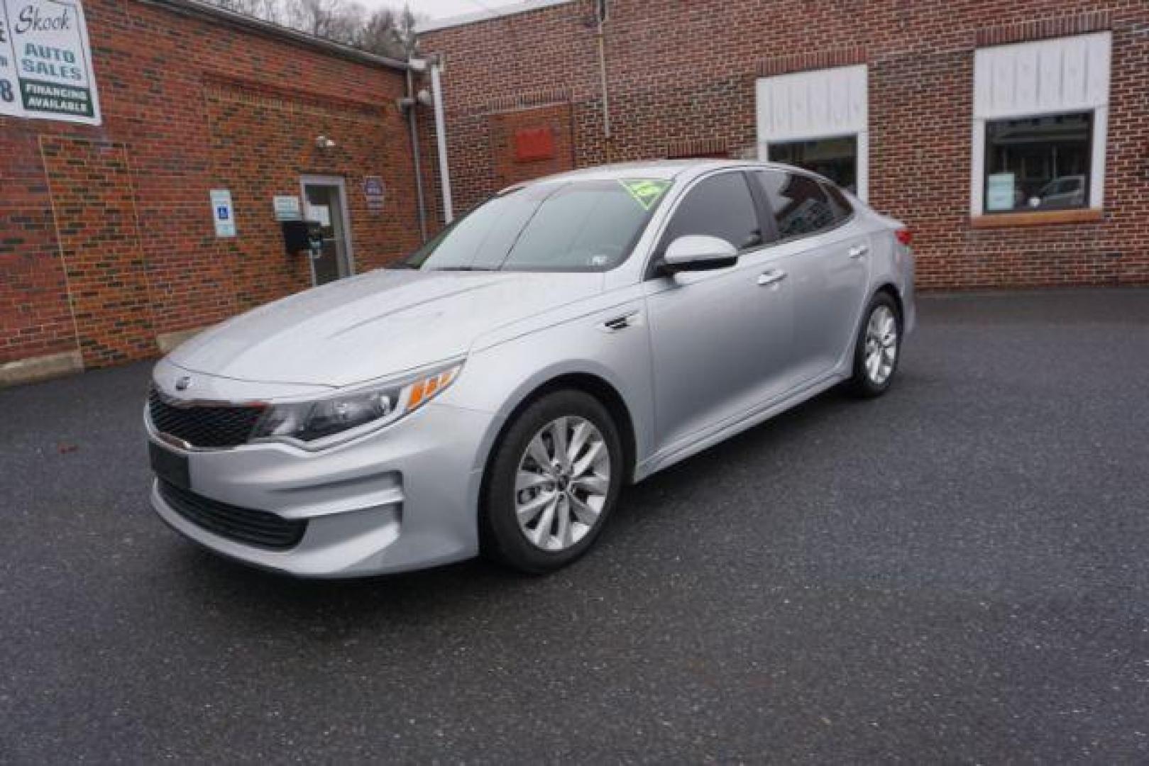 2018 Silky Silver /Black Cloth, cloth Kia Optima LX (5XXGT4L3XJG) with an 2.4L L4 DOHC 16V engine, 6-Speed Automatic transmission, located at 312 Centre Ave, Schuylkill Haven, PA, 17972, (570) 593-5278, 40.638130, -76.177383 - blind spot monitor, rear parking sensors - Photo#2