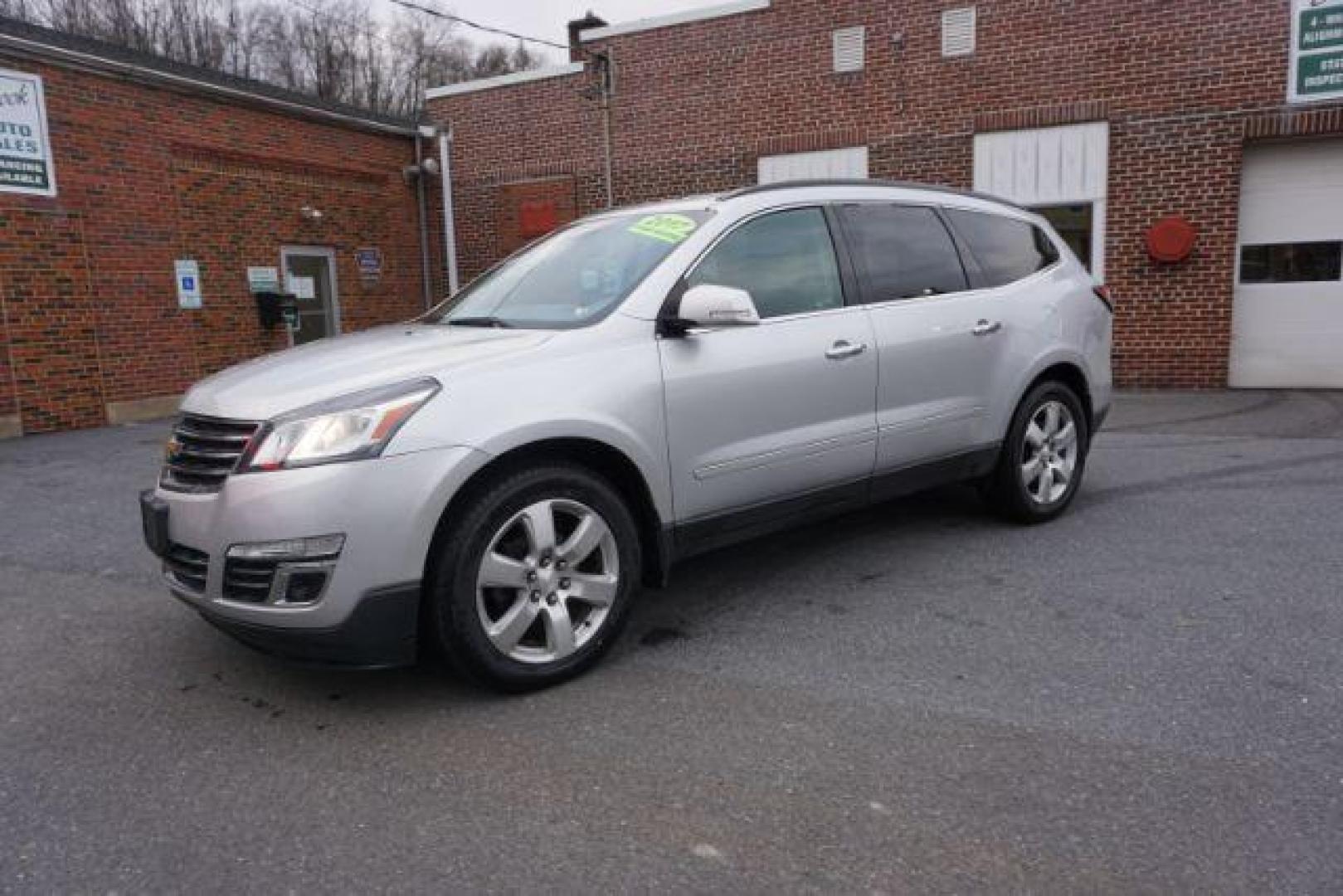 2017 Silver Ice Metallic /Ebony, premium leather Chevrolet Traverse Premier AWD (1GNKVJKD2HJ) with an 3.6L V6 DOHC 24V engine, 6-Speed Automatic transmission, located at 312 Centre Ave, Schuylkill Haven, PA, 17972, (570) 593-5278, 40.638130, -76.177383 - automatic climate control, blind spot monitor, navigation, rear parking sensors, univ garage door opener, aluminum/alloy wheels, leather seats, luggage rack, power driver's seat, power passenger seat, rear bucket seats, towing/camper pkg, driver's seat memory, heated front seats, Bose Premium Stereo - Photo#1