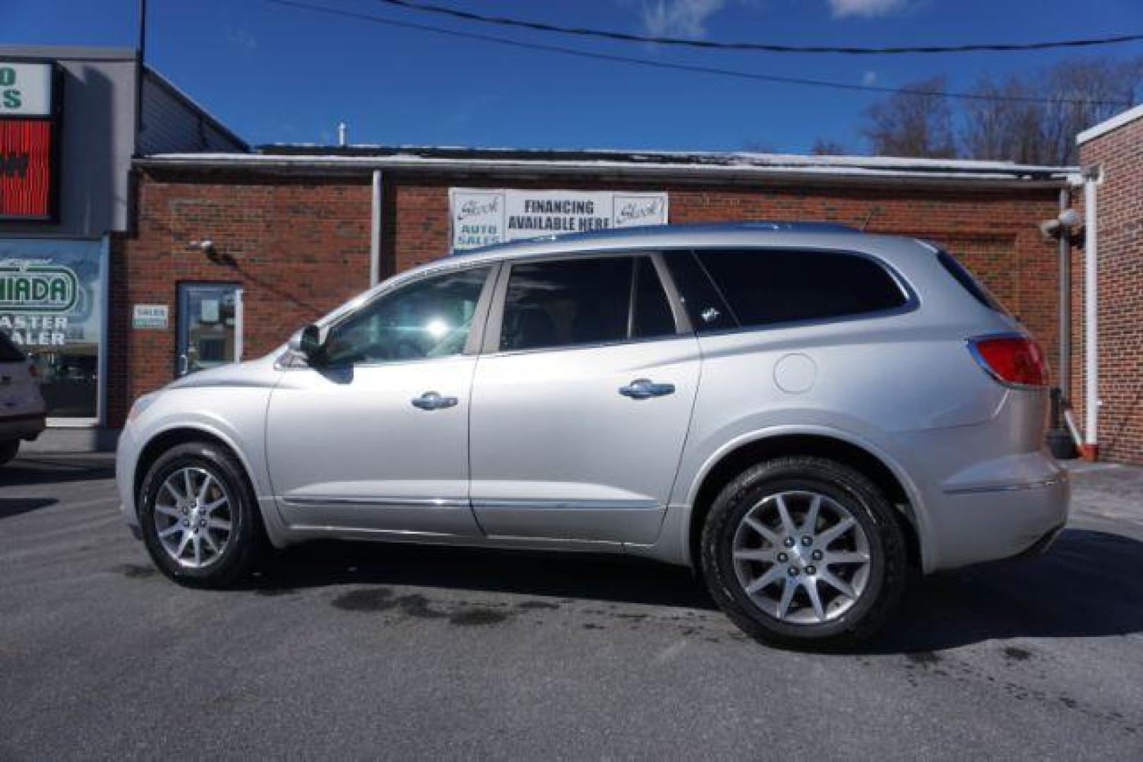 2016 Sparkling Silver Metallic /Light Titanium Seats w/Dark Titanium Interior Acce Buick Enclave Leather AWD (5GAKVBKD9GJ) with an 3.6L V6 DOHC 24V engine, 6-Speed Automatic Overdrive transmission, located at 312 Centre Ave, Schuylkill Haven, PA, 17972, (570) 593-5278, 40.638130, -76.177383 - Bose premium sound, collision avoidance system, lane departure warning, luggage rack, navigation system - Photo#14