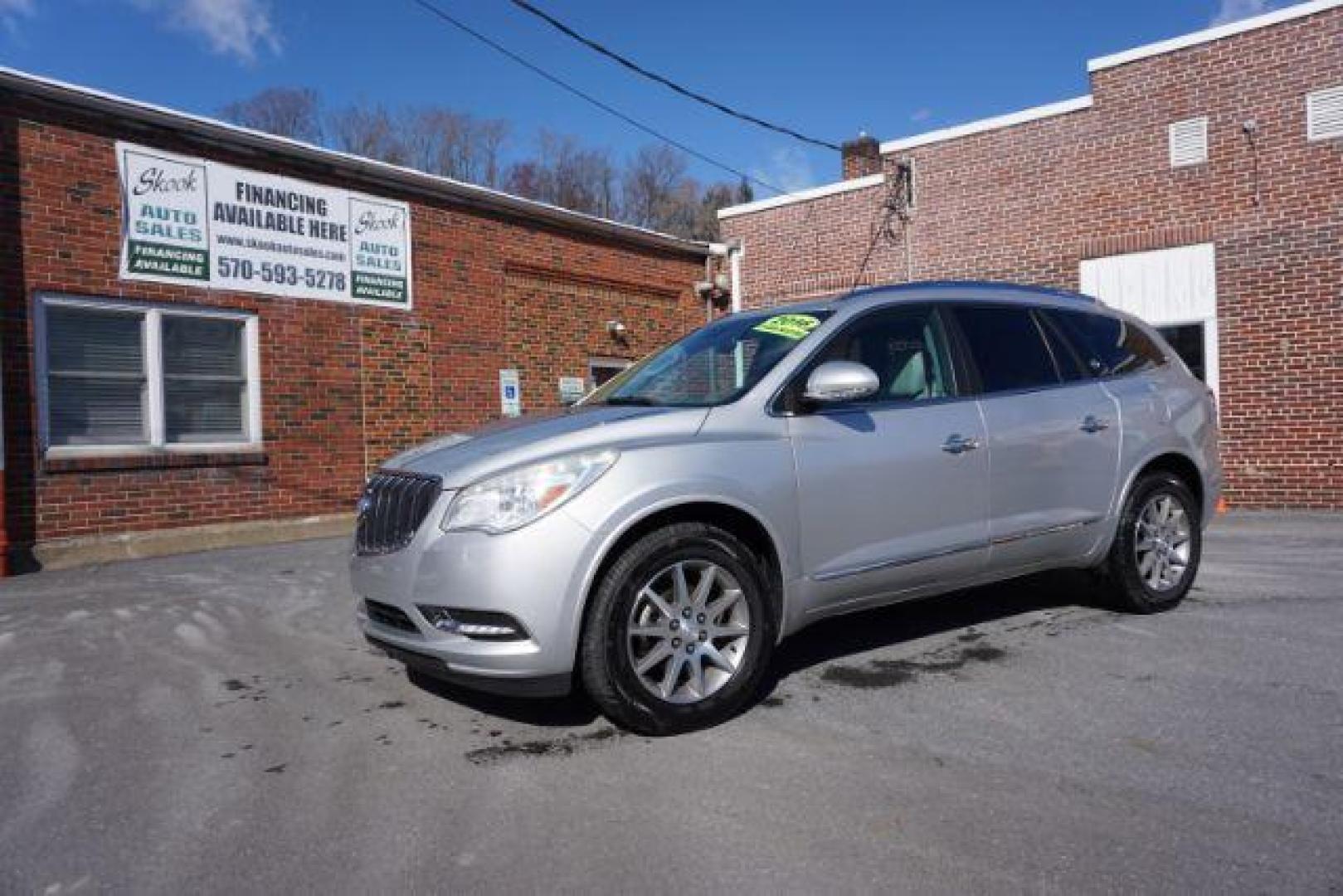 2016 Sparkling Silver Metallic /Light Titanium Seats w/Dark Titanium Interior Acce Buick Enclave Leather AWD (5GAKVBKD9GJ) with an 3.6L V6 DOHC 24V engine, 6-Speed Automatic Overdrive transmission, located at 312 Centre Ave, Schuylkill Haven, PA, 17972, (570) 593-5278, 40.638130, -76.177383 - Bose premium sound, collision avoidance system, lane departure warning, luggage rack, navigation system - Photo#1