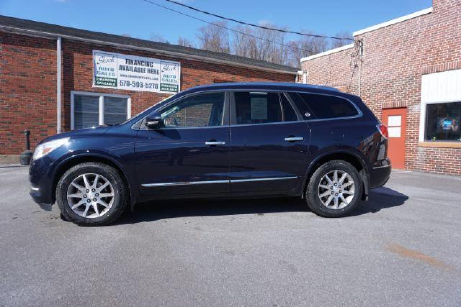 2015 Dark Sapphire Blue Met /Ebony Buick Enclave Leather AWD (5GAKVBKDXFJ) with an 3.6L V6 DOHC 24V engine, 6-Speed Automatic Overdrive transmission, located at 312 Centre Ave, Schuylkill Haven, PA, 17972, (570) 593-5278, 40.638130, -76.177383 - Bose Premium Stereo, Collision Avoidance System, Lane Departure Warning, Navigation System, Power Sunroof, Towing Package - Photo#0