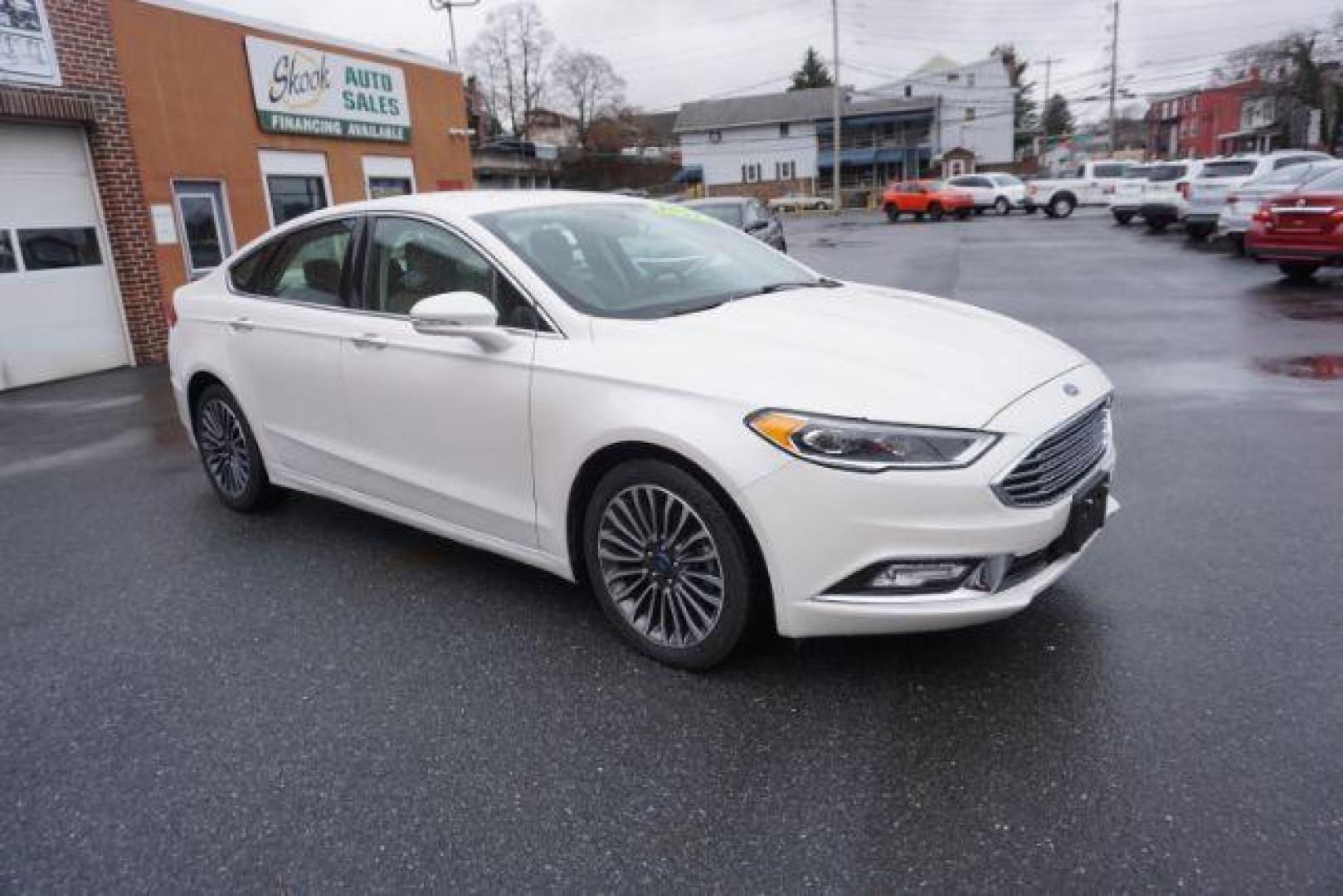 2017 White Platinum Metallic Tri-Coat /Ebony, leather Ford Fusion SE AWD (3FA6P0T90HR) with an 2.0L L4 DOHC 16V engine, 6-Speed Automatic transmission, located at 312 Centre Ave, Schuylkill Haven, PA, 17972, (570) 593-5278, 40.638130, -76.177383 - adaptive cruise control, automatic climate control, blind spot monitor, collision avoidance, drivers seat memory, fog lights, heated exterior mirrors, heated front seats, lane departure warning, leather seats, navigation system, passive keyless entry, rear parking sensors, remote engine starter - Photo#9