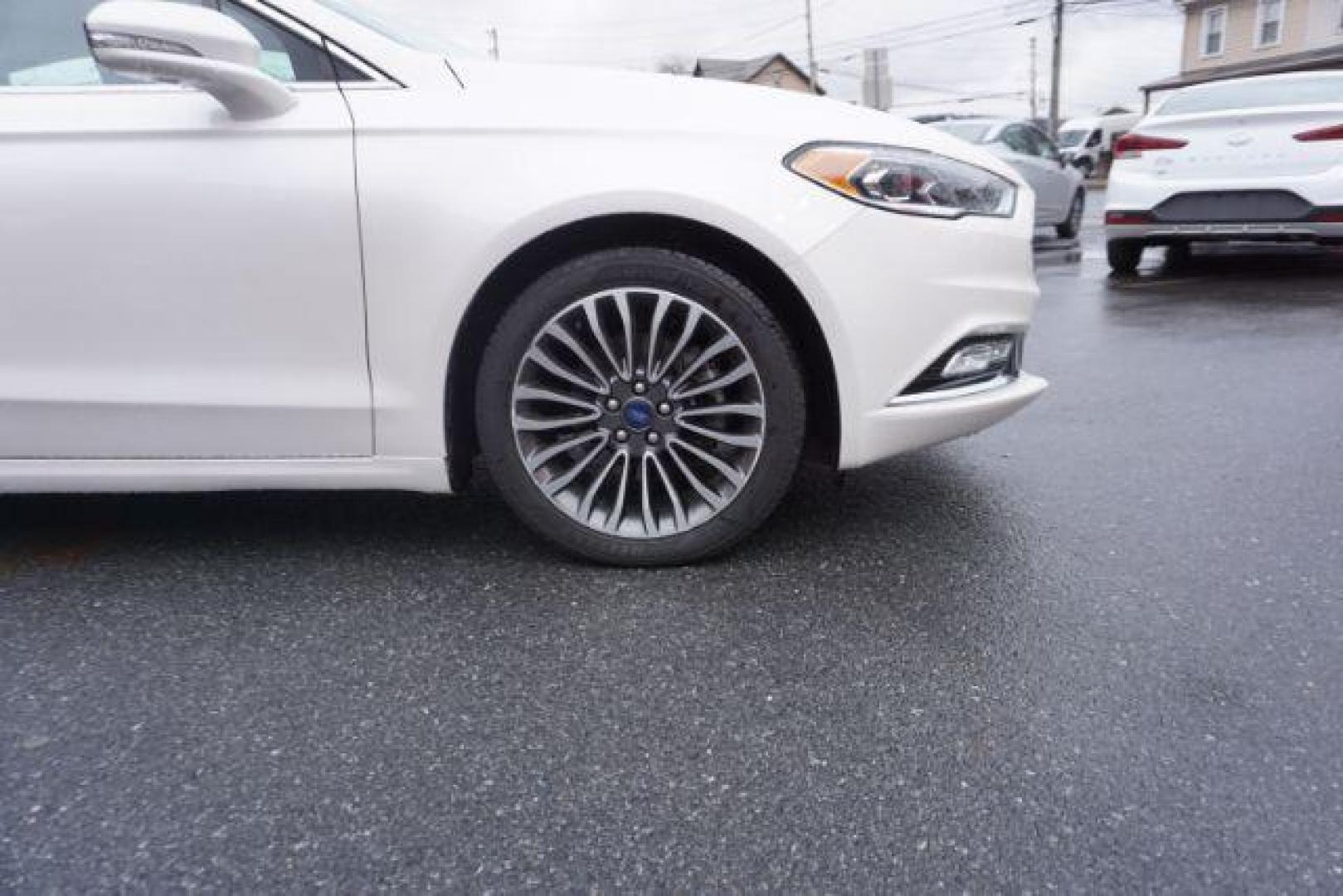 2017 White Platinum Metallic Tri-Coat /Ebony, leather Ford Fusion SE AWD (3FA6P0T90HR) with an 2.0L L4 DOHC 16V engine, 6-Speed Automatic transmission, located at 312 Centre Ave, Schuylkill Haven, PA, 17972, (570) 593-5278, 40.638130, -76.177383 - adaptive cruise control, automatic climate control, blind spot monitor, collision avoidance, drivers seat memory, fog lights, heated exterior mirrors, heated front seats, lane departure warning, leather seats, navigation system, passive keyless entry, rear parking sensors, remote engine starter - Photo#10