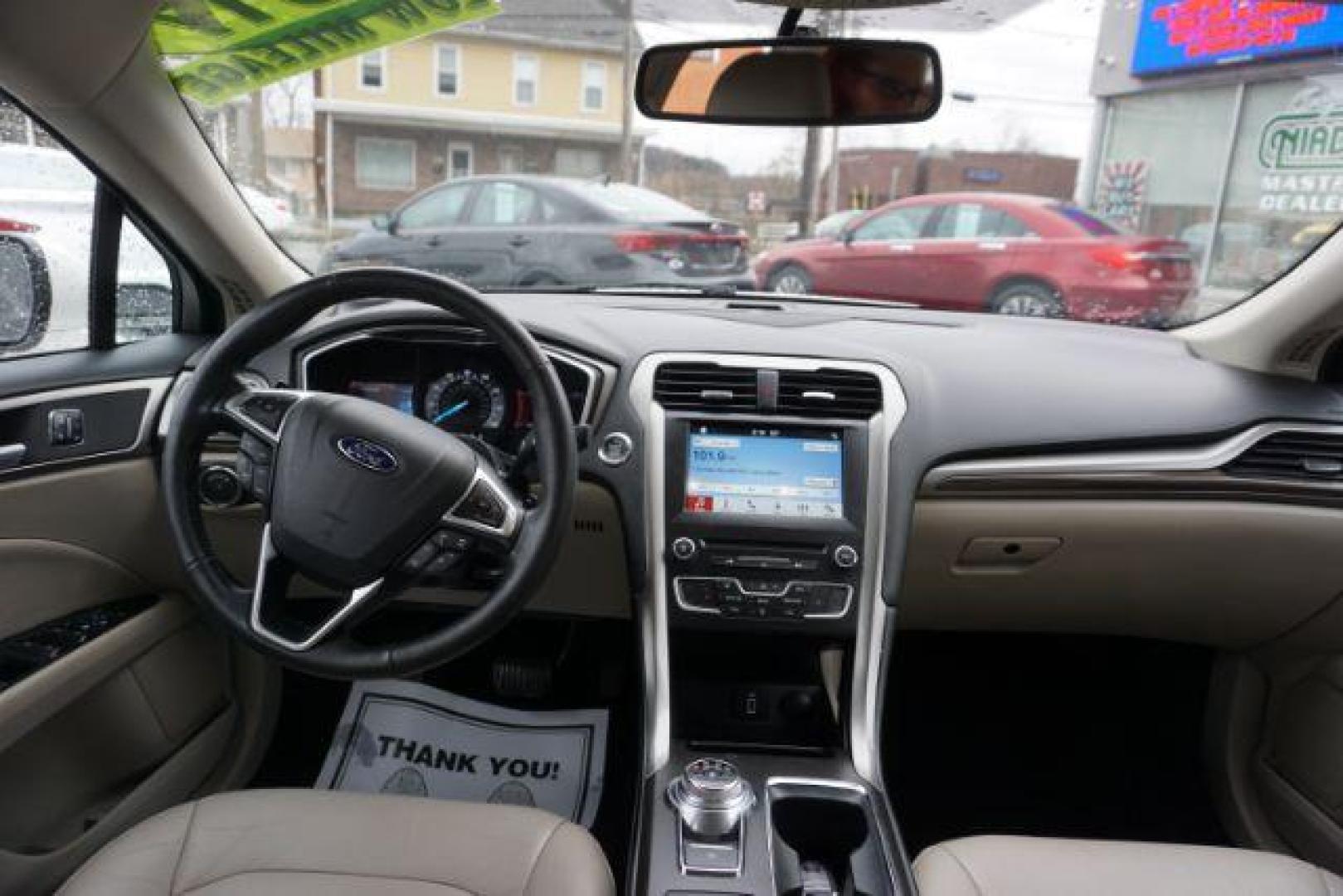 2017 White Platinum Metallic Tri-Coat /Ebony, leather Ford Fusion SE AWD (3FA6P0T90HR) with an 2.0L L4 DOHC 16V engine, 6-Speed Automatic transmission, located at 312 Centre Ave, Schuylkill Haven, PA, 17972, (570) 593-5278, 40.638130, -76.177383 - adaptive cruise control, automatic climate control, blind spot monitor, collision avoidance, drivers seat memory, fog lights, heated exterior mirrors, heated front seats, lane departure warning, leather seats, navigation system, passive keyless entry, rear parking sensors, remote engine starter - Photo#37