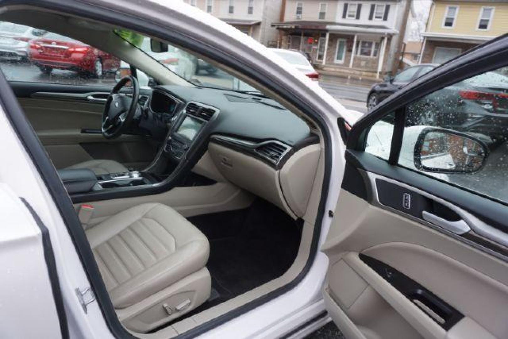 2017 White Platinum Metallic Tri-Coat /Ebony, leather Ford Fusion SE AWD (3FA6P0T90HR) with an 2.0L L4 DOHC 16V engine, 6-Speed Automatic transmission, located at 312 Centre Ave, Schuylkill Haven, PA, 17972, (570) 593-5278, 40.638130, -76.177383 - adaptive cruise control, automatic climate control, blind spot monitor, collision avoidance, drivers seat memory, fog lights, heated exterior mirrors, heated front seats, lane departure warning, leather seats, navigation system, passive keyless entry, rear parking sensors, remote engine starter - Photo#48