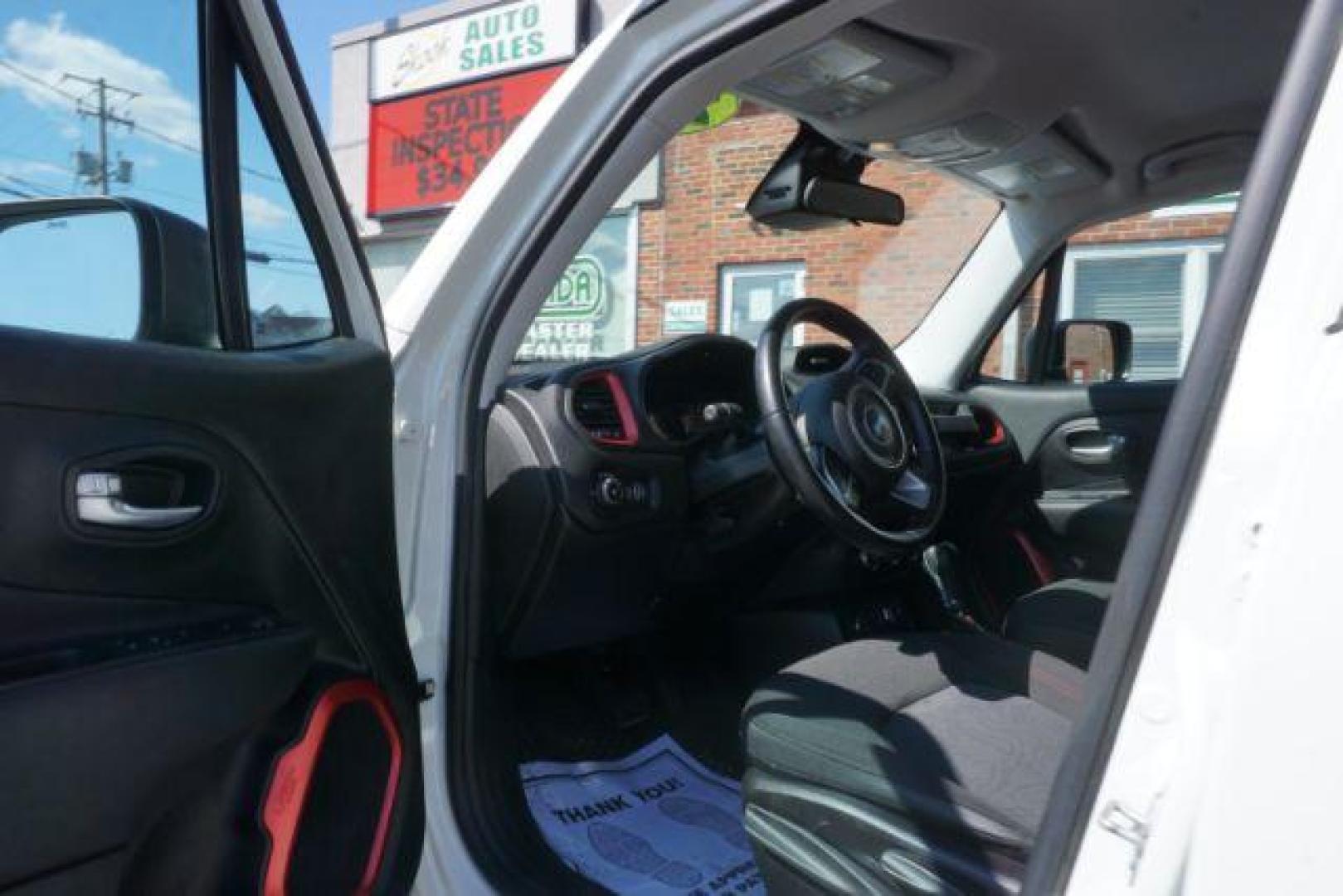 2017 Alpine White /Black, premium cloth Jeep Renegade Trailhawk (ZACCJBCB8HP) with an 2.4L L4 DOHC 16V engine, 9-Speed Automatic transmission, located at 312 Centre Ave, Schuylkill Haven, PA, 17972, (570) 593-5278, 40.638130, -76.177383 - luggage rack, passive keyless entry - Photo#20