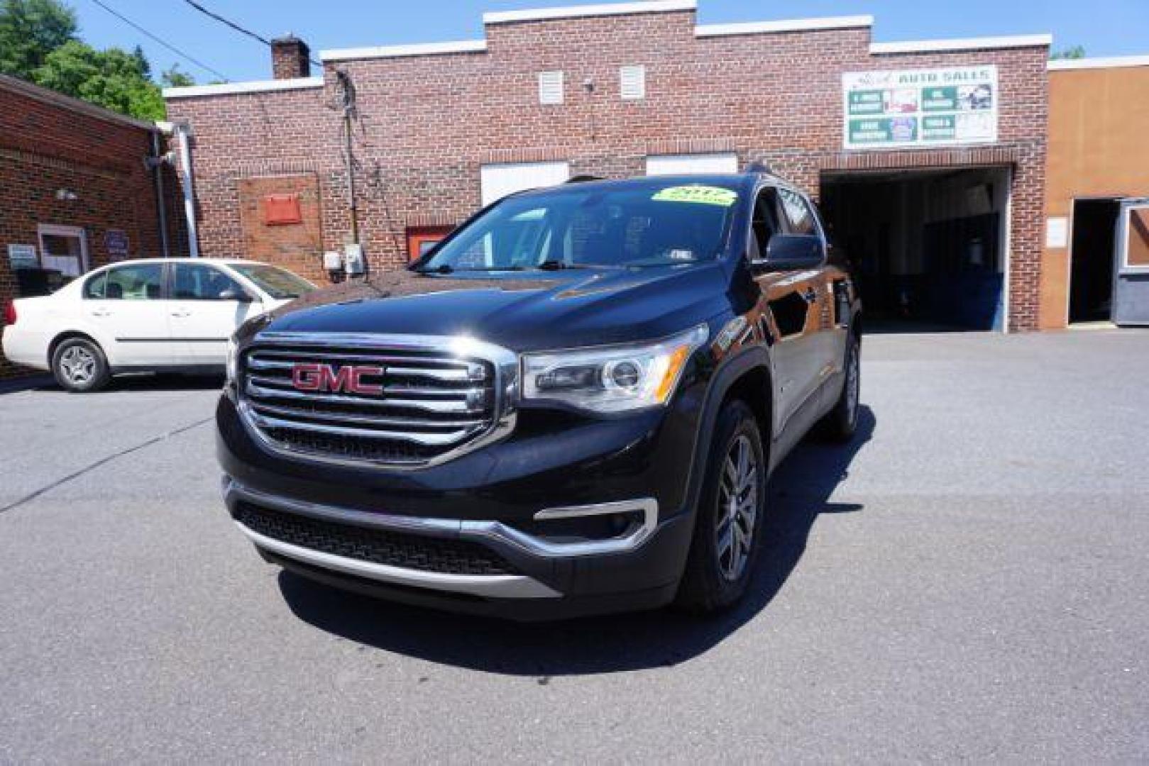 2017 Ebony Twilight Metallic /Jet Black, leather GMC Acadia SLT-1 AWD (1GKKNULS7HZ) with an 3.6L V6 DOHC 24V engine, 6-Speed Automatic transmission, located at 312 Centre Ave, Schuylkill Haven, PA, 17972, (570) 593-5278, 40.638130, -76.177383 - blind spot monitor, luggage rack, navigation, rear parking sensors, towing pkg, captains seats second row - Photo#2