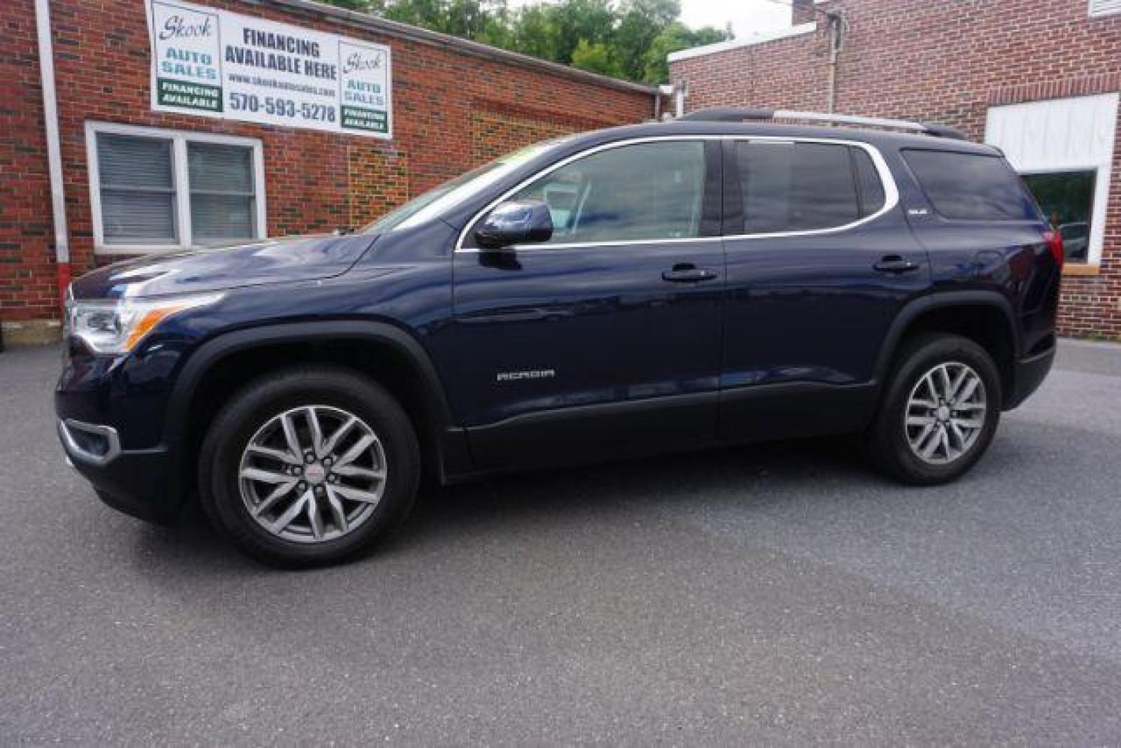 2017 Dark Sapphire Blue Metallic /Dark Ash Gray/Light Ash Gray, premium cloth GMC Acadia SLE-2 AWD (1GKKNSLSXHZ) with an 3.6L V6 DOHC 24V engine, 6-Speed Automatic transmission, located at 312 Centre Ave, Schuylkill Haven, PA, 17972, (570) 593-5278, 40.638130, -76.177383 - blind spot monitor, Bose premium stereo, luggage rack, power sunroof, rear parking sensors, universal garage door opener - Photo#0