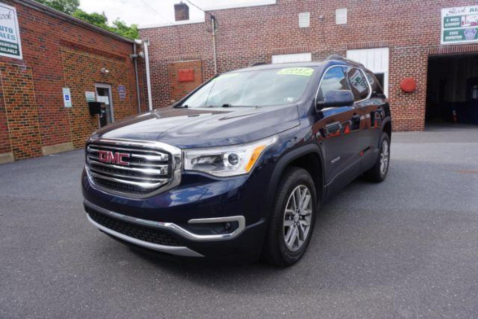 2017 Dark Sapphire Blue Metallic /Dark Ash Gray/Light Ash Gray, premium cloth GMC Acadia SLE-2 AWD (1GKKNSLSXHZ) with an 3.6L V6 DOHC 24V engine, 6-Speed Automatic transmission, located at 312 Centre Ave, Schuylkill Haven, PA, 17972, (570) 593-5278, 40.638130, -76.177383 - blind spot monitor, Bose premium stereo, luggage rack, power sunroof, rear parking sensors, universal garage door opener - Photo#1