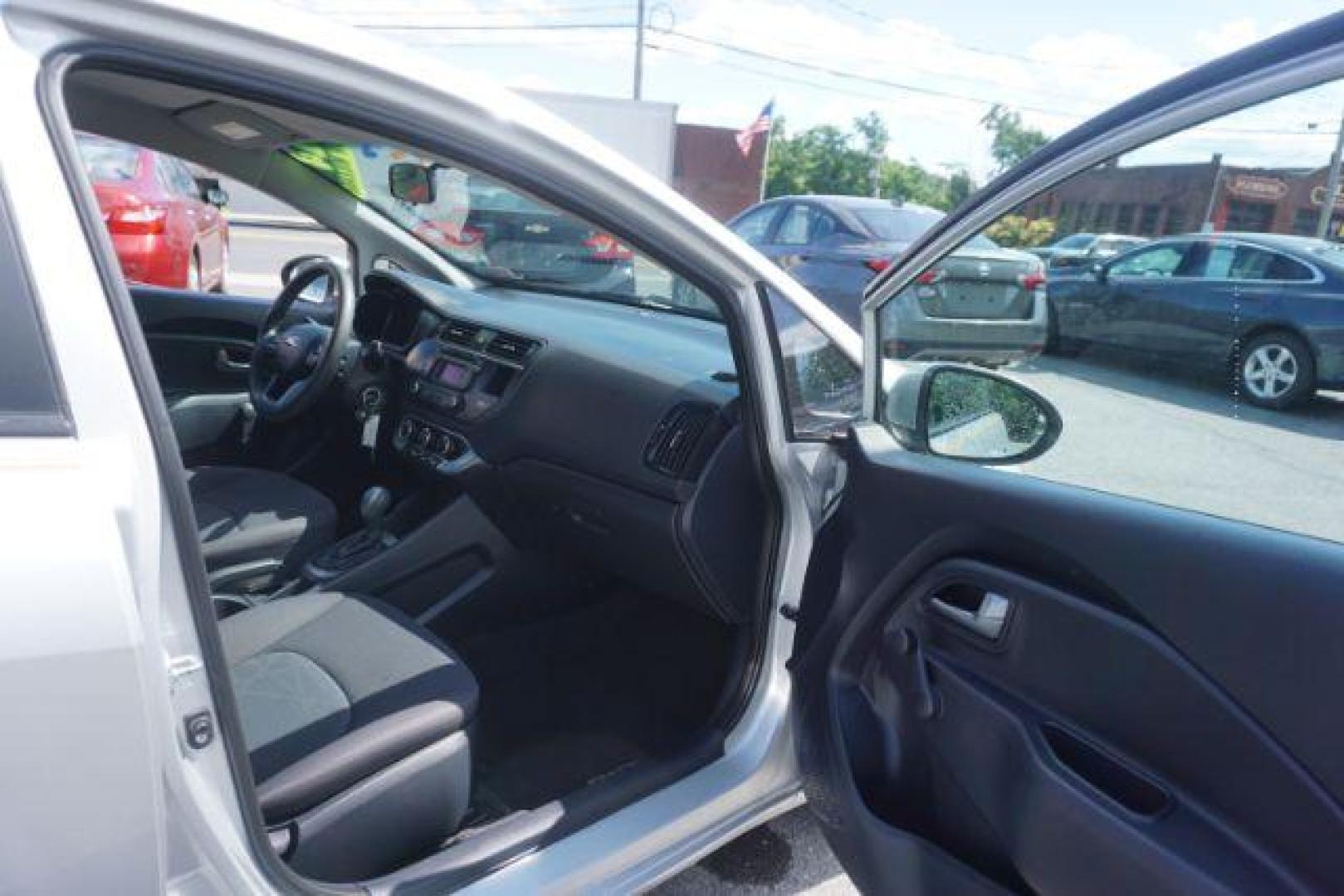 2014 Bright Silver /Black Kia Rio LX (KNADM4A36E6) with an 1.6L L4 DOHC 16V engine, located at 312 Centre Ave, Schuylkill Haven, PA, 17972, (570) 593-5278, 40.638130, -76.177383 - aluminum/alloy wheels - Photo#44