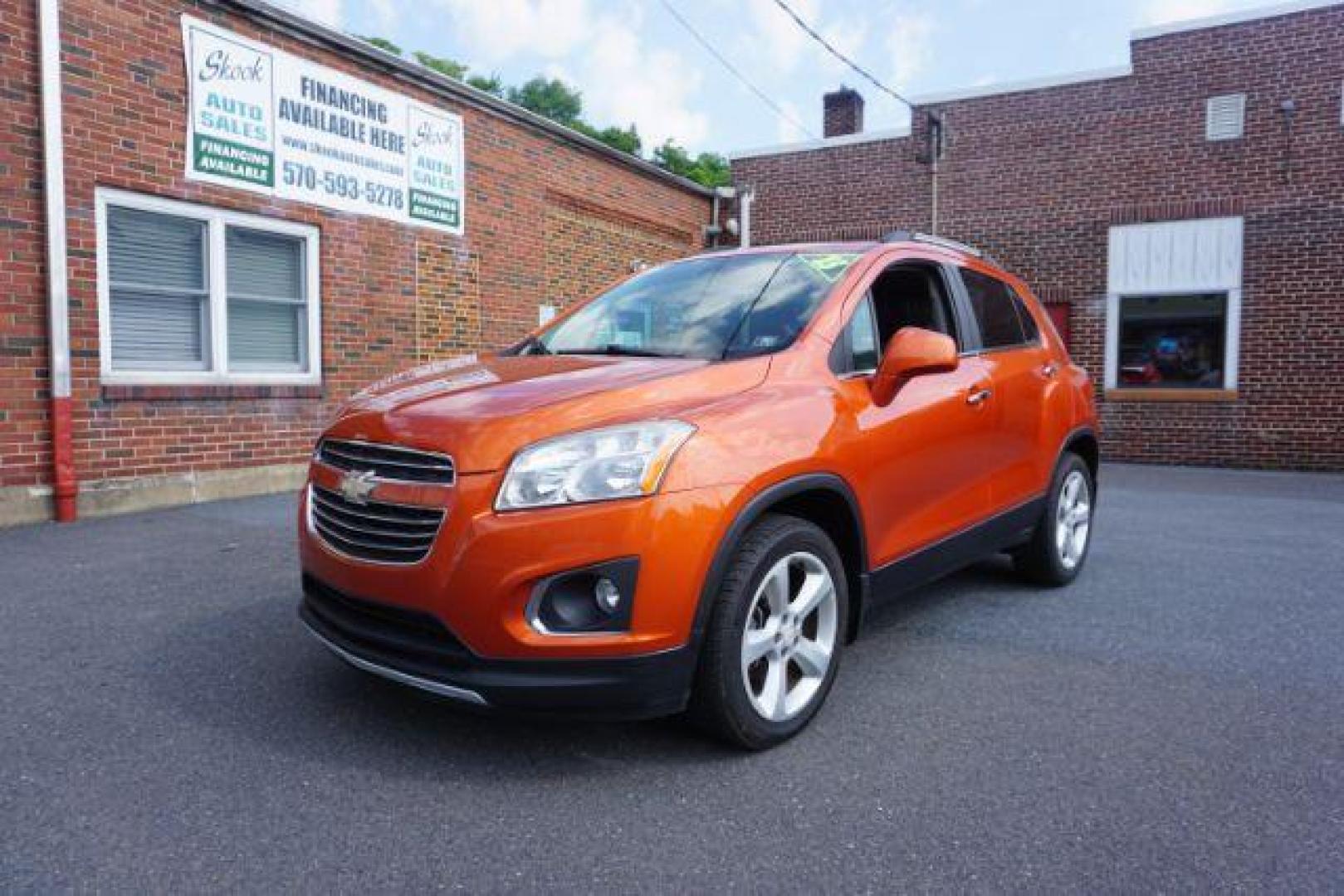 2015 Orange Rock Metallic /Jet Black, leatherette/cloth Chevrolet Trax LT AWD (KL7CJTSB6FB) with an 1.4L L4 DOHC 16V engine, 6-Speed Automatic transmission, located at 312 Centre Ave, Schuylkill Haven, PA, 17972, (570) 593-5278, 40.638130, -76.177383 - Photo#3