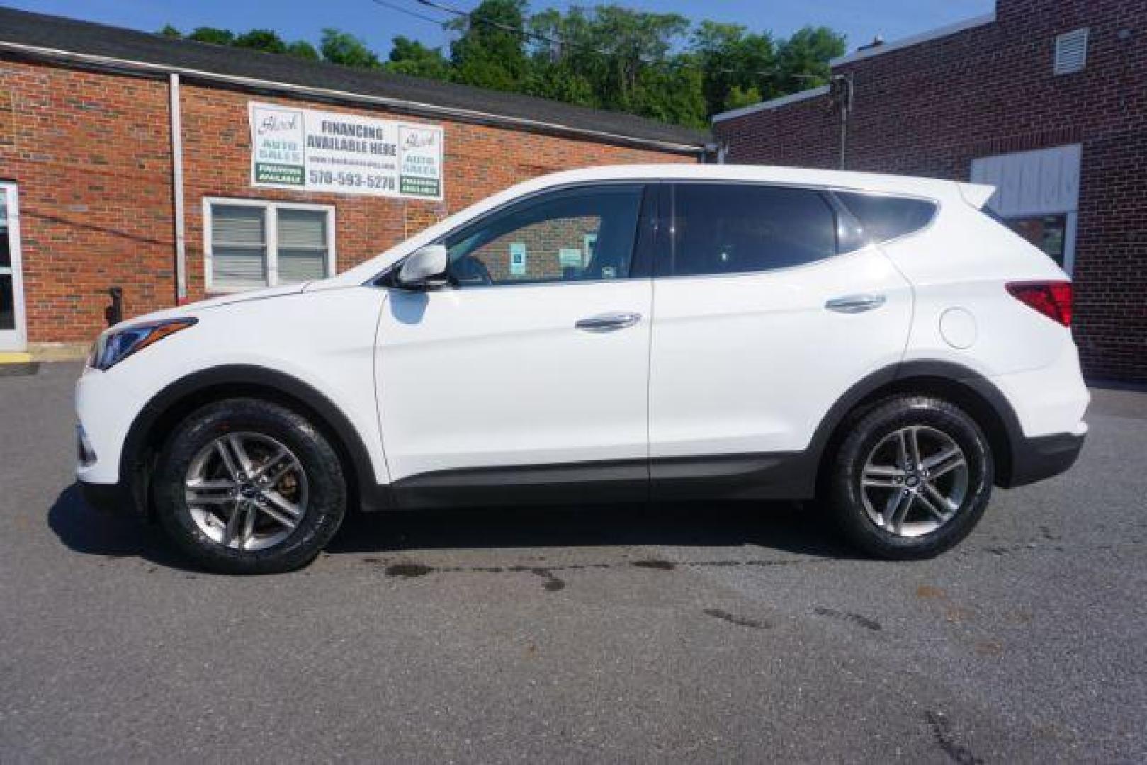 2018 Pearl White /Beige, cloth Hyundai Santa Fe Sport 2.4 AWD (5NMZTDLB1JH) with an 2.4L L4 DOHC 16V engine, 6-Speed Automatic transmission, located at 312 Centre Ave, Schuylkill Haven, PA, 17972, (570) 593-5278, 40.638130, -76.177383 - Brand New factory engine - Photo#0