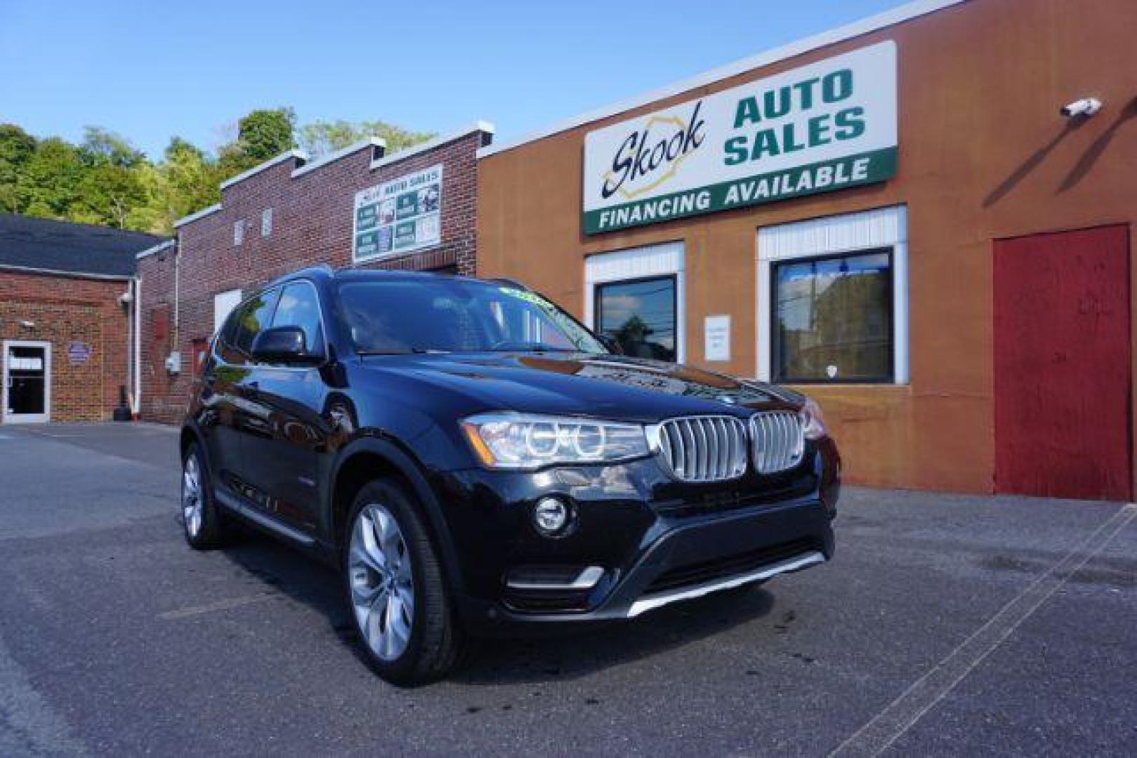 2016 Black Sapphire Metallic /Beige SensaTec, leatherette BMW X3 xDrive28i (5UXWX9C53G0) with an 2.0L L4 DOHC 16V engine, 8-Speed Automatic transmission, located at 312 Centre Ave, Schuylkill Haven, PA, 17972, (570) 593-5278, 40.638130, -76.177383 - adaptive cruise control, blind spot monitor, collision avoidance system, driver assist plus pkg, HID headlamps, lane departure warning, M Sport Pkg - Photo#1