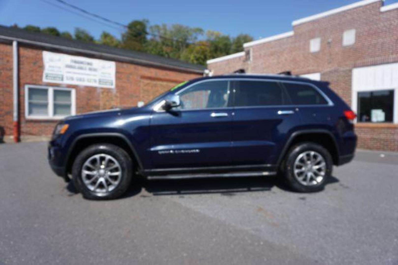 2015 True Blue Pearlcoat /Light Frost Beige/Black Jeep Grand Cherokee Limited 4WD (1C4RJFBG9FC) with an 3.6L V6 DOHC 24V engine, 8-Speed Automatic transmission, located at 312 Centre Ave, Schuylkill Haven, PA, 17972, (570) 593-5278, 40.638130, -76.177383 - adaptive cruise control, adv tech pkg, back up camera, blind spot monitor, collision avoidance system, heated front seats, lane departure warning, leather seats, navigation system, power liftgate, power sunroof, rear parking sensors, universal garage door opener - Photo#0