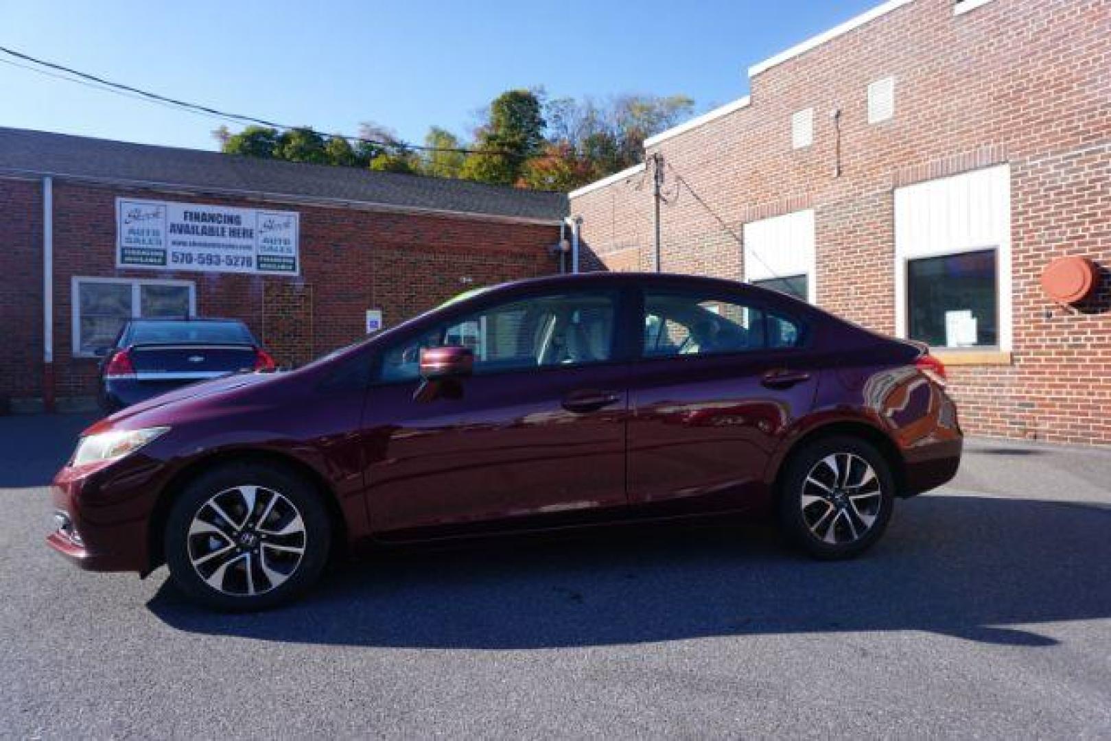 2015 Crimson Pearl /Beige, cloth Honda Civic EX Sedan CVT (19XFB2F8XFE) with an 1.8L L4 SOHC 16V engine, Continuously Variable Transmission transmission, located at 312 Centre Ave, Schuylkill Haven, PA, 17972, (570) 593-5278, 40.638130, -76.177383 - Photo#0