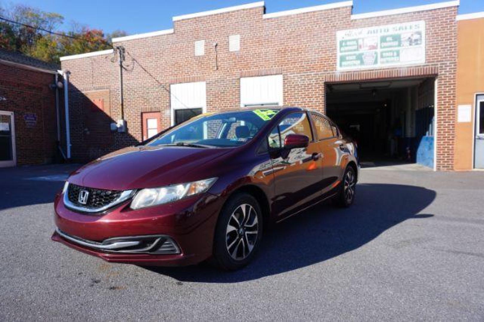 2015 Crimson Pearl /Beige, cloth Honda Civic EX Sedan CVT (19XFB2F8XFE) with an 1.8L L4 SOHC 16V engine, Continuously Variable Transmission transmission, located at 312 Centre Ave, Schuylkill Haven, PA, 17972, (570) 593-5278, 40.638130, -76.177383 - Photo#1