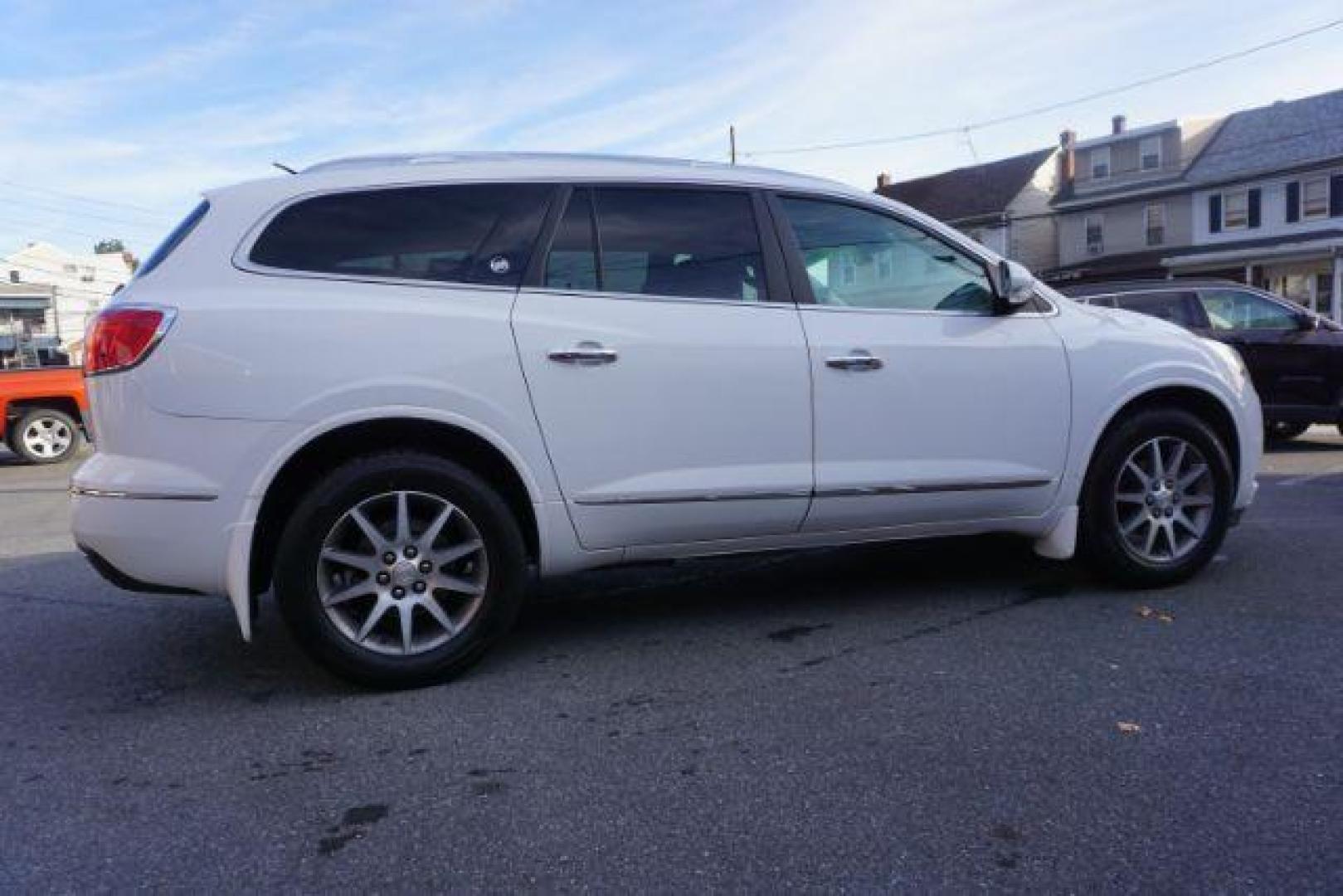 2017 Summit White /Ebony Seats w/Ebony Interior Accents, leather Buick Enclave Leather AWD (5GAKVBKD5HJ) with an 3.6L V6 DOHC 24V engine, 6-Speed Automatic Overdrive transmission, located at 312 Centre Ave, Schuylkill Haven, PA, 17972, (570) 593-5278, 40.638130, -76.177383 - collision avoidance system, lane departure warning, luggage rack, navigation system, power sunroof, towing pkg - Photo#9