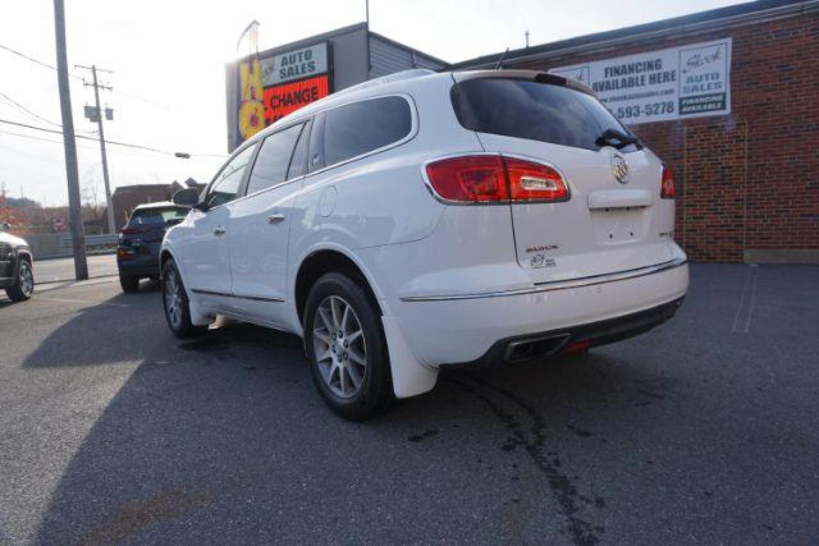 2017 Summit White /Ebony Seats w/Ebony Interior Accents, leather Buick Enclave Leather AWD (5GAKVBKD5HJ) with an 3.6L V6 DOHC 24V engine, 6-Speed Automatic Overdrive transmission, located at 312 Centre Ave, Schuylkill Haven, PA, 17972, (570) 593-5278, 40.638130, -76.177383 - collision avoidance system, lane departure warning, luggage rack, navigation system, power sunroof, towing pkg - Photo#14