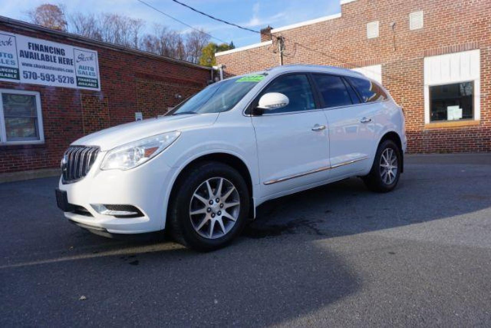 2017 Summit White /Ebony Seats w/Ebony Interior Accents, leather Buick Enclave Leather AWD (5GAKVBKD5HJ) with an 3.6L V6 DOHC 24V engine, 6-Speed Automatic Overdrive transmission, located at 312 Centre Ave, Schuylkill Haven, PA, 17972, (570) 593-5278, 40.638130, -76.177383 - collision avoidance system, lane departure warning, luggage rack, navigation system, power sunroof, towing pkg - Photo#1