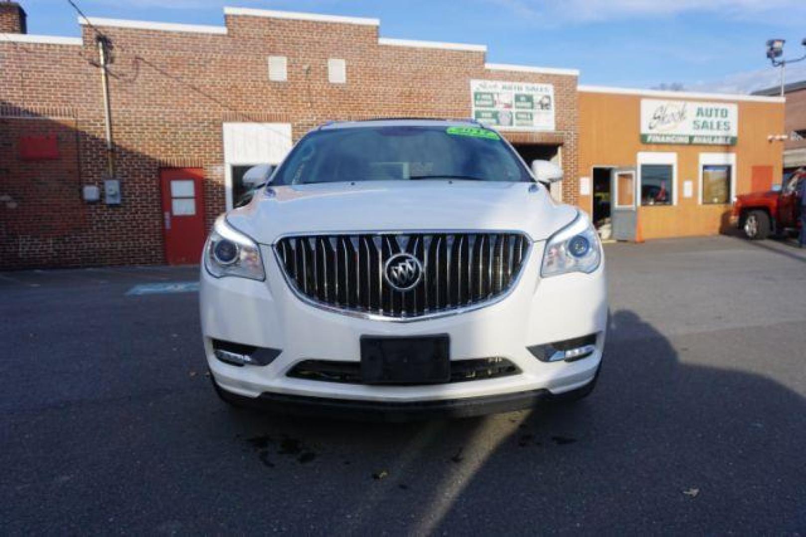 2017 Summit White /Ebony Seats w/Ebony Interior Accents, leather Buick Enclave Leather AWD (5GAKVBKD5HJ) with an 3.6L V6 DOHC 24V engine, 6-Speed Automatic Overdrive transmission, located at 312 Centre Ave, Schuylkill Haven, PA, 17972, (570) 593-5278, 40.638130, -76.177383 - collision avoidance system, lane departure warning, luggage rack, navigation system, power sunroof, towing pkg - Photo#3