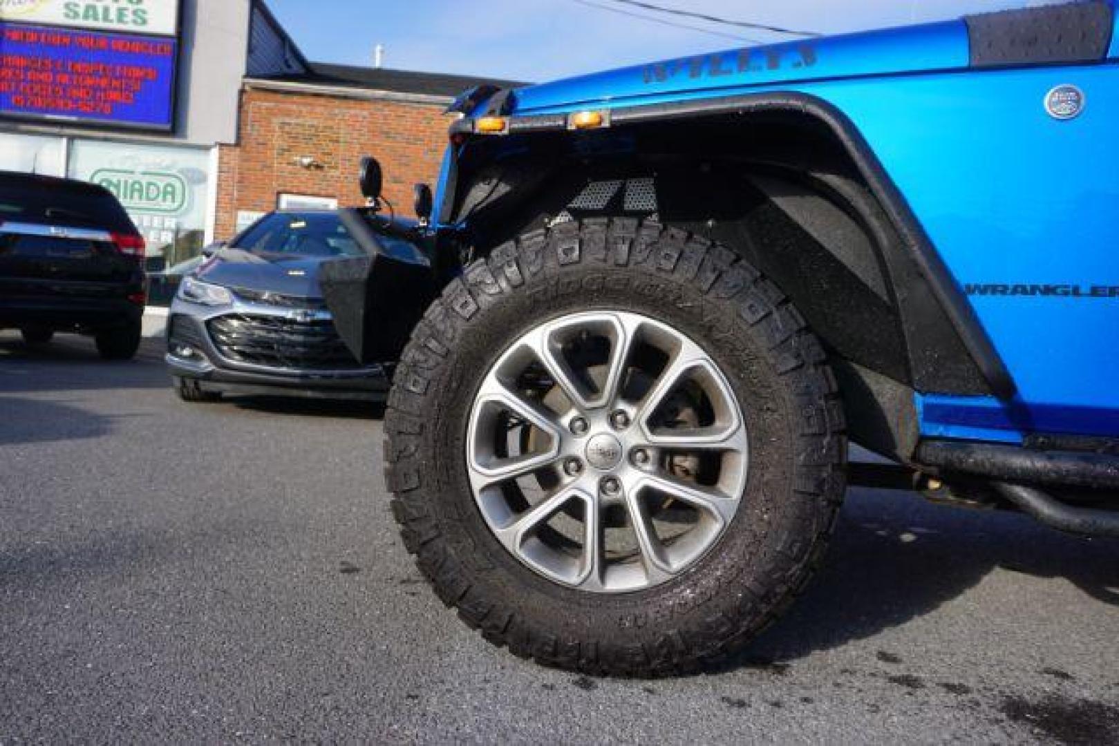 2015 Hydro Blue Pearl Coat /Black Jeep Wrangler Sport 4WD (1C4AJWAG2FL) with an 3.6L V6 DOHC 24V FFV engine, 5-Speed Automatic transmission, located at 312 Centre Ave, Schuylkill Haven, PA, 17972, (570) 593-5278, 40.638130, -76.177383 - bluetooth connection, hard top, locking/limited slip differential, navigation system, towing pkg - Photo#16