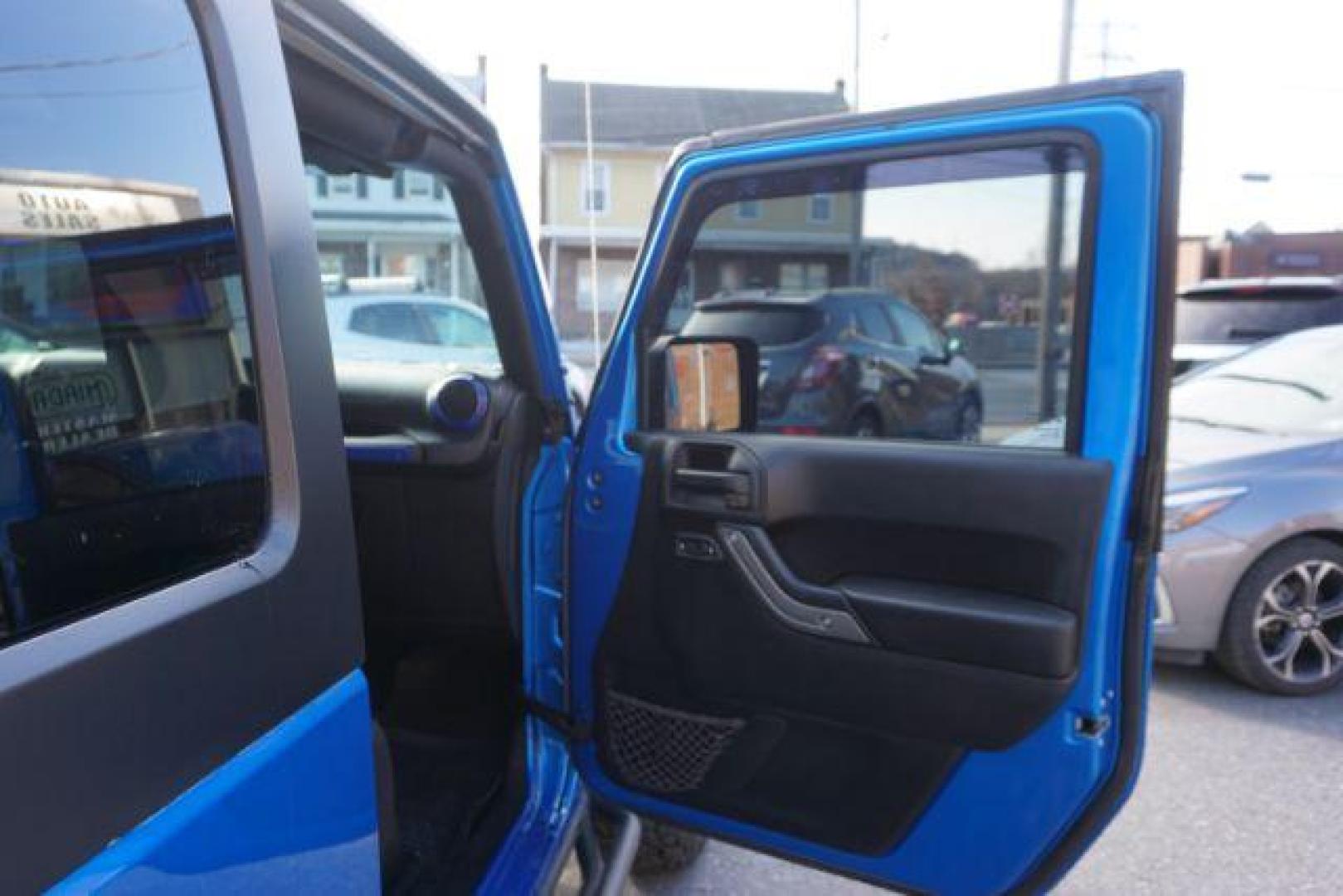 2015 Hydro Blue Pearl Coat /Black Jeep Wrangler Sport 4WD (1C4AJWAG2FL) with an 3.6L V6 DOHC 24V FFV engine, 5-Speed Automatic transmission, located at 312 Centre Ave, Schuylkill Haven, PA, 17972, (570) 593-5278, 40.638130, -76.177383 - bluetooth connection, hard top, locking/limited slip differential, navigation system, towing pkg - Photo#35