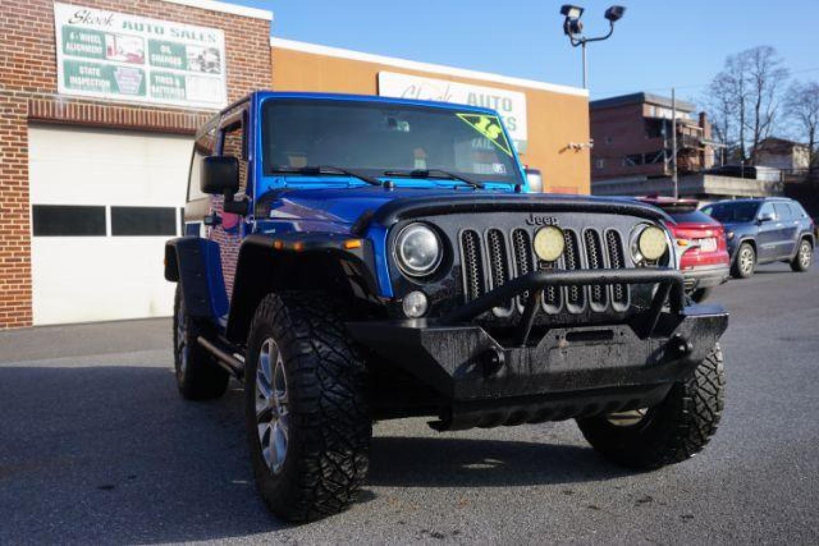 2015 Hydro Blue Pearl Coat /Black Jeep Wrangler Sport 4WD (1C4AJWAG2FL) with an 3.6L V6 DOHC 24V FFV engine, 5-Speed Automatic transmission, located at 312 Centre Ave, Schuylkill Haven, PA, 17972, (570) 593-5278, 40.638130, -76.177383 - bluetooth connection, hard top, locking/limited slip differential, navigation system, towing pkg - Photo#5