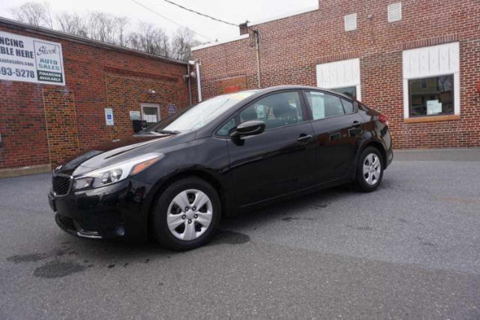 2017 Aurora Black /Black, cloth Kia Forte LX 6A (3KPFK4A75HE) with an 2.0L L4 DOHC 16V engine, 6-Speed Automatic transmission, located at 312 Centre Ave, Schuylkill Haven, PA, 17972, (570) 593-5278, 40.638130, -76.177383 - Photo#1