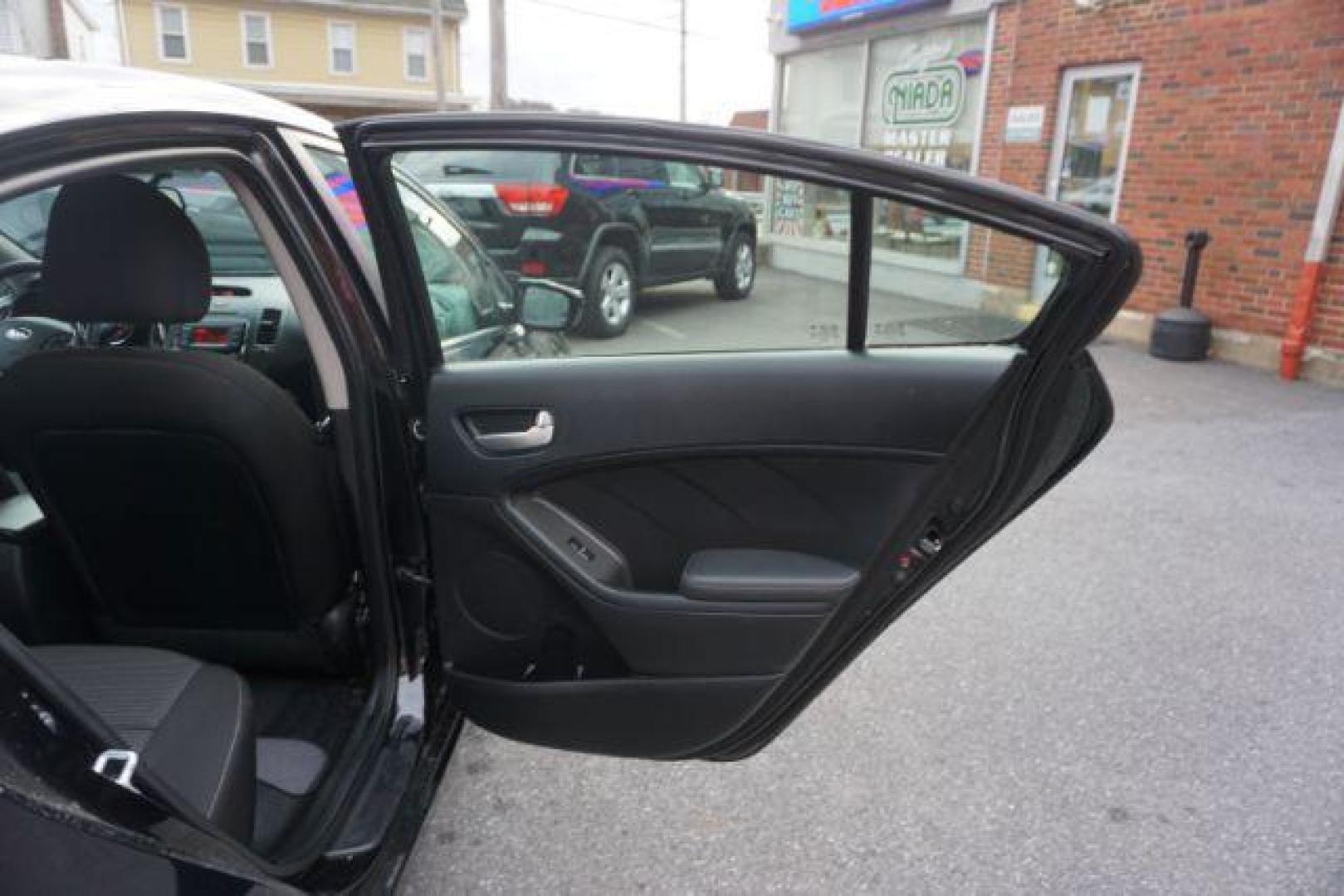 2017 Aurora Black /Black, cloth Kia Forte LX 6A (3KPFK4A75HE) with an 2.0L L4 DOHC 16V engine, 6-Speed Automatic transmission, located at 312 Centre Ave, Schuylkill Haven, PA, 17972, (570) 593-5278, 40.638130, -76.177383 - Photo#48