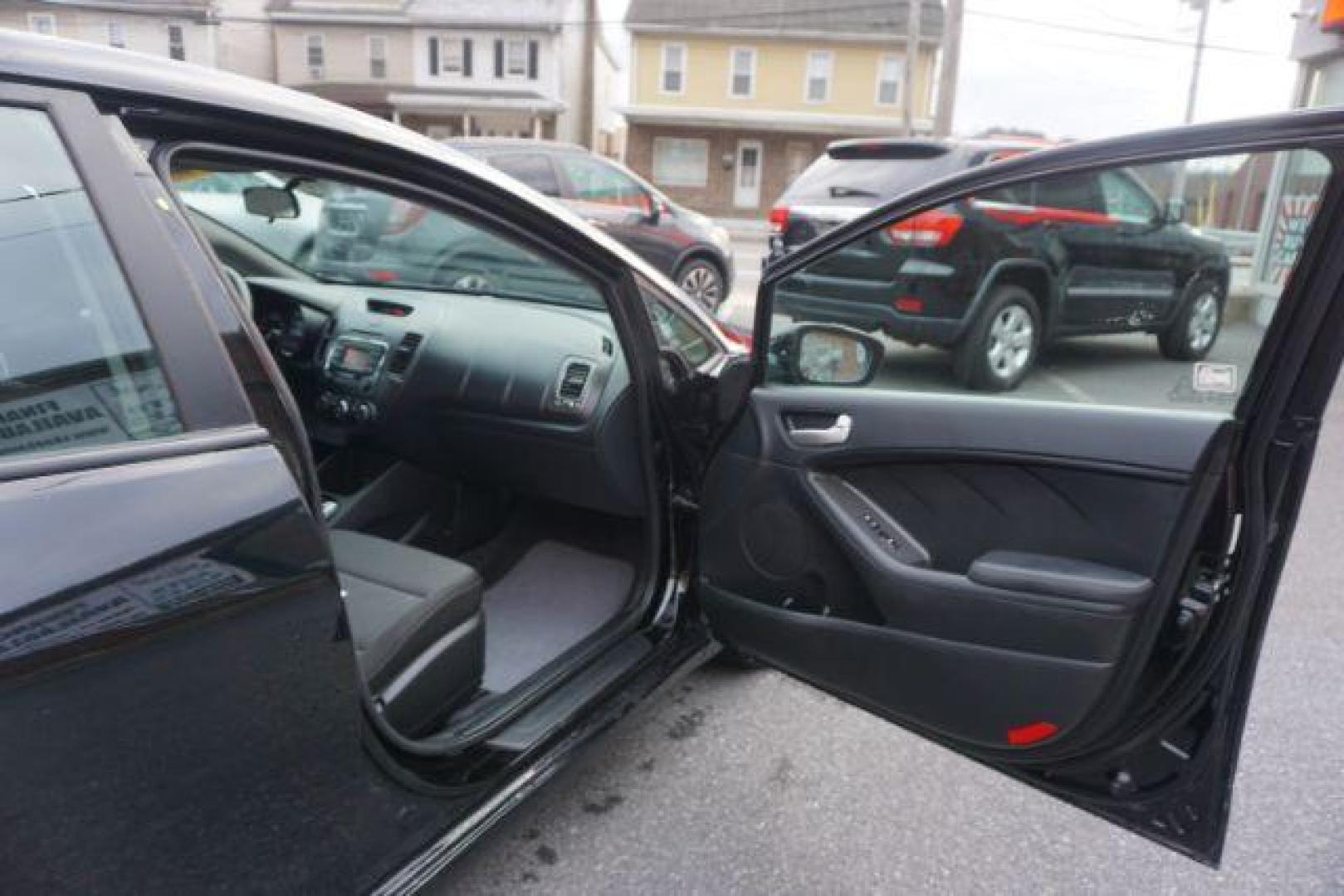 2017 Aurora Black /Black, cloth Kia Forte LX 6A (3KPFK4A75HE) with an 2.0L L4 DOHC 16V engine, 6-Speed Automatic transmission, located at 312 Centre Ave, Schuylkill Haven, PA, 17972, (570) 593-5278, 40.638130, -76.177383 - Photo#53