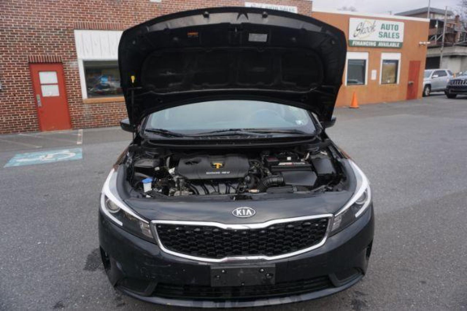 2017 Aurora Black /Black, cloth Kia Forte LX 6A (3KPFK4A75HE) with an 2.0L L4 DOHC 16V engine, 6-Speed Automatic transmission, located at 312 Centre Ave, Schuylkill Haven, PA, 17972, (570) 593-5278, 40.638130, -76.177383 - Photo#60