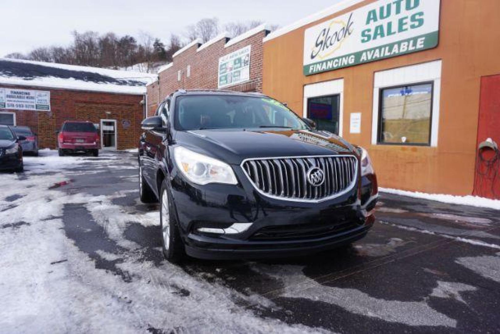 2015 Carbon Black Metallic /Ebony Buick Enclave Premium AWD (5GAKVCKD7FJ) with an 3.6L V6 DOHC 24V engine, 6-Speed Automatic Overdrive transmission, located at 312 Centre Ave, Schuylkill Haven, PA, 17972, (570) 593-5278, 40.638130, -76.177383 - power sunroof, rear entertainment system, towing pkg - Photo#2