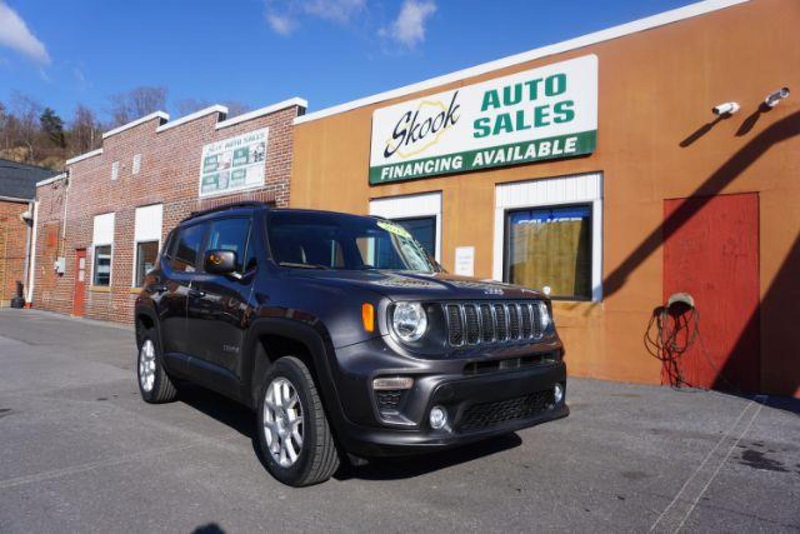 2019 Granite Crystal Metallic Clearcoat /Black Jeep Renegade Latitude 4x4 (ZACNJBBB3KP) with an 1.3L I-4 gasoline direct injection engine, located at 312 Centre Ave, Schuylkill Haven, PA, 17972, (570) 593-5278, 40.638130, -76.177383 - blind spot monitor, collision avoidance, HID headlamps, heated front seats, lane departure warning, luggage rack, navigation, passive keyless entry, power removeable open air sunroof, remote engine starter. - Photo#0