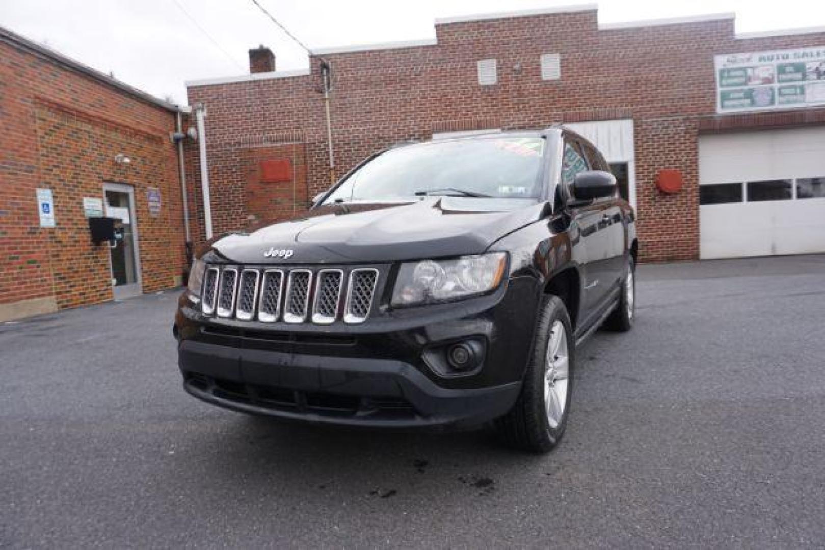 2014 Black Clearcoat /Dark Slate Gray Jeep Compass Latitude (1C4NJDEBXED) with an 2.4L I-4 DOHC engine, located at 312 Centre Ave, Schuylkill Haven, PA, 17972, (570) 593-5278, 40.638130, -76.177383 - bluetooth, locking/limited slip differential - Photo#2